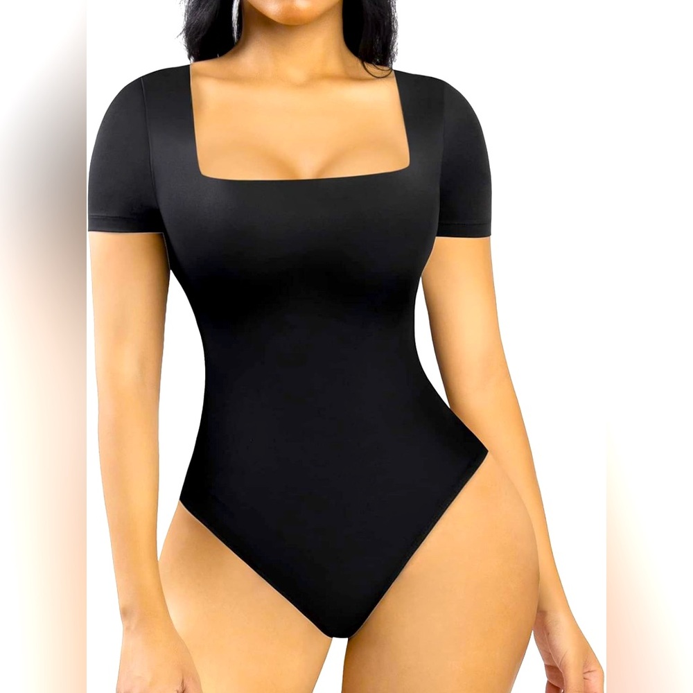 Black Short sleeved sculpting bodysuit FREE SHIPPING